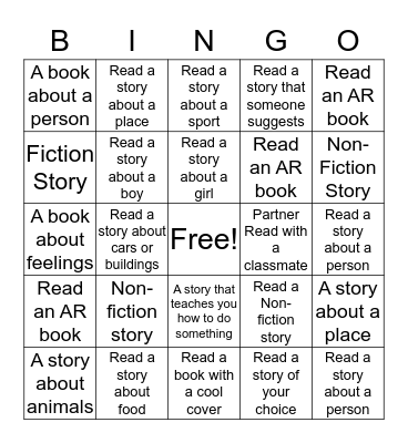 READING BINGO Card