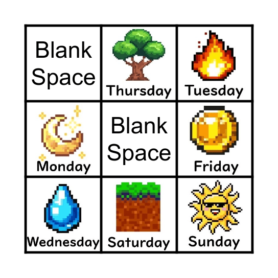 What day is it? Bingo Card
