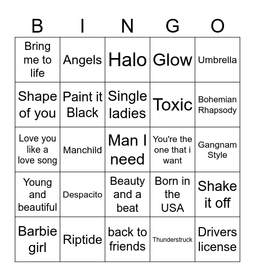 Musikkbingo VBLG<3 Bingo Card