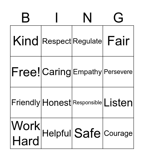 Caring Bingo Card