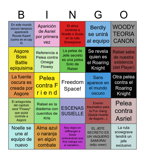 BINGO CAP 5 DELTARUNE Bingo Card
