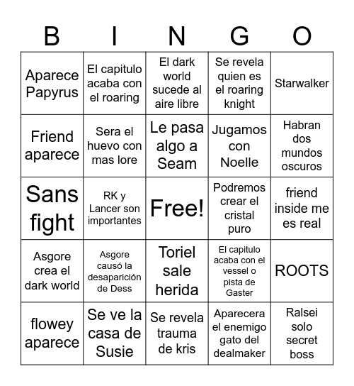 DELTARUNE CH5 Bingo Card