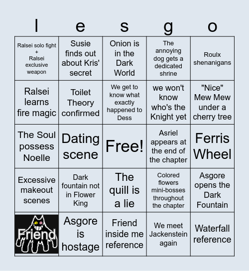 DELTARUNE CH.5 PREDICTIONS Bingo Card