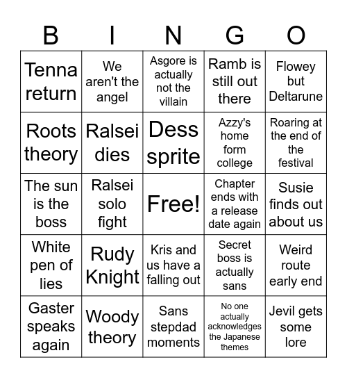 Chapter 5 BINGO Card