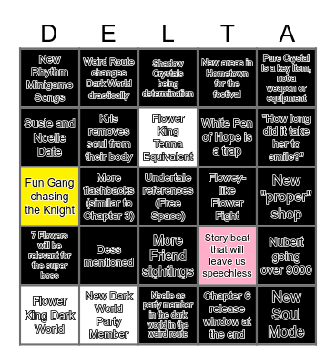 DELTARUNE CHAPTER 5 BINGO Card
