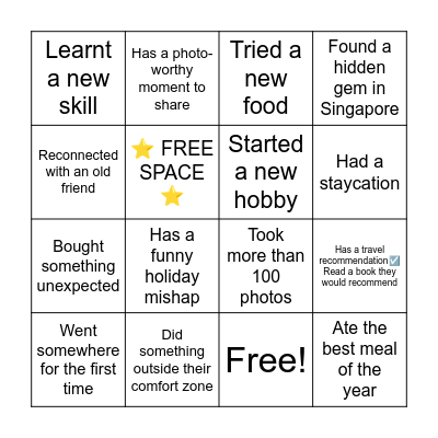 Holiday Conversation Bingo Card