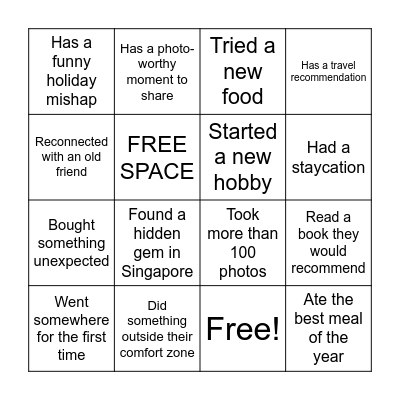 Holiday Conversations Bingo Card