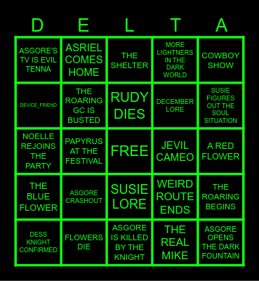 DELTARUNE CHAPTER 5 BINGO Card