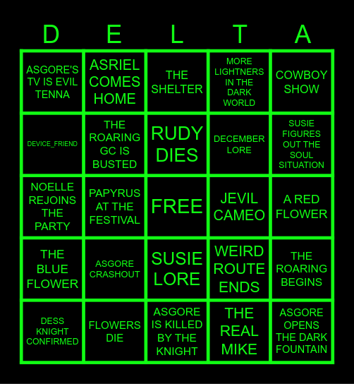DELTARUNE CHAPTER 5 BINGO Card