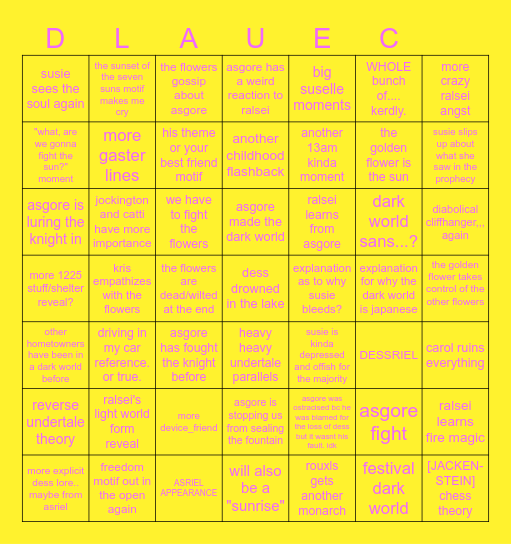 DELTARUNE CHAPTER 5 BINGO Card