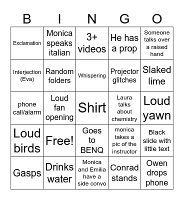 Theory Bingo Card