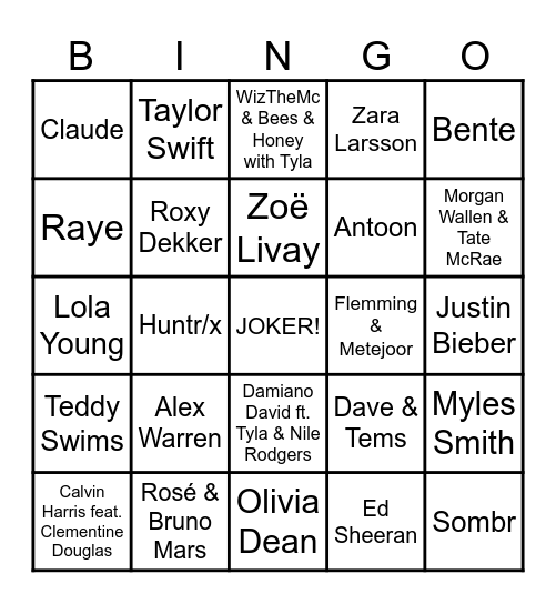 MUZIEK BINGO 2026 Bingo Card
