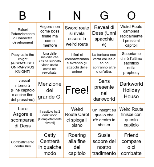 Alebos Deltarune Bingo Card