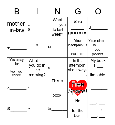 Happy Valentine's Day Bingo Card