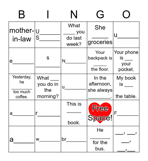 Happy Valentine's Day Bingo Card