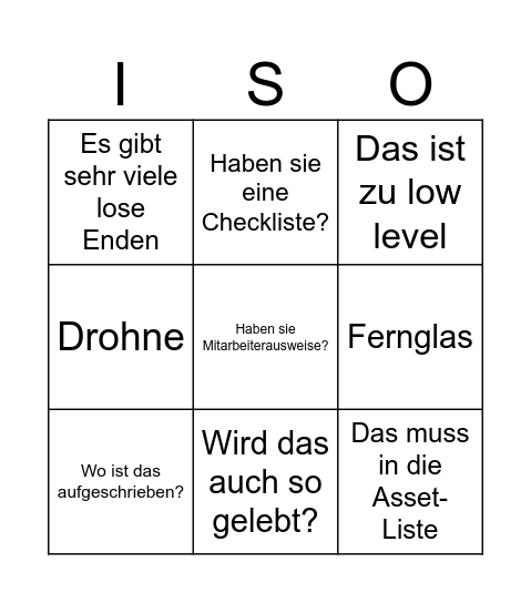 27001 Bingo Card