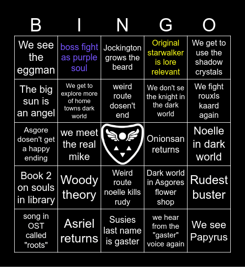 Deltarune Chapter 5 Bingo Card