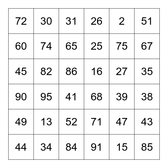Puissance 4 Bingo Card