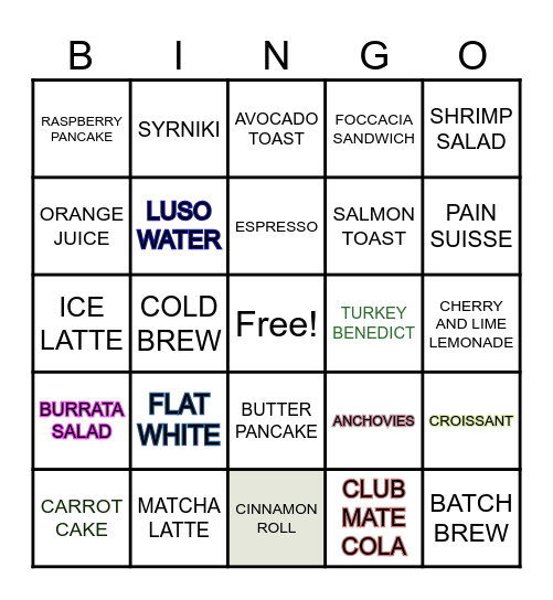 The Folks Bingo Card