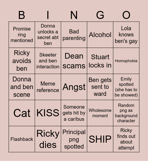 BITTERSWEET EP 21 BINGO Card