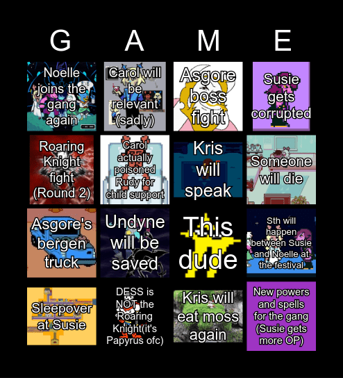 My DELTARUNE Bingo Card
