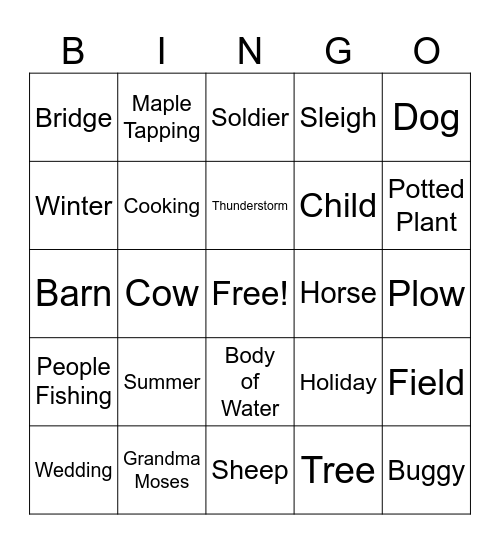 Grandma Moses Bingo Card