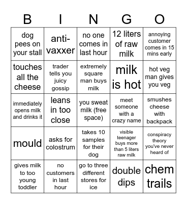 Milk July Chaos Bingo Card