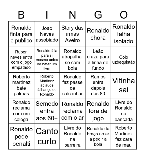 Portugal Bingo Card