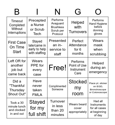 OR BINGO Card