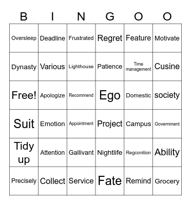 Bingoo time Bingo Card