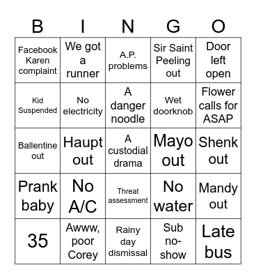 Dumpster Fire Games Bingo Card