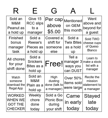 Regal Bingo - win some punches Bingo Card