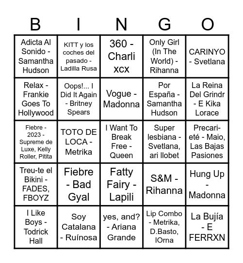 LGTBingo Casal Bingo Card