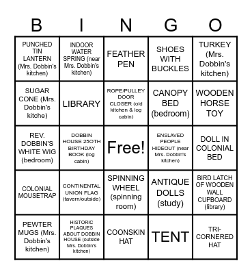REVOLUTIONARY SCAVENGER HUNT Bingo Card