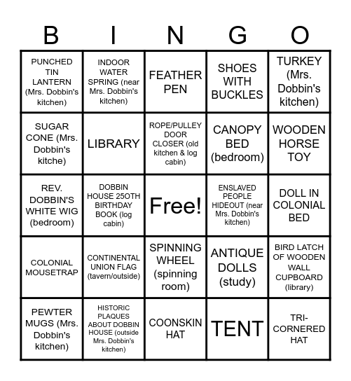 REVOLUTIONARY SCAVENGER HUNT Bingo Card