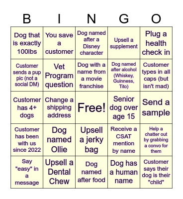 Chat Team Bingo Card