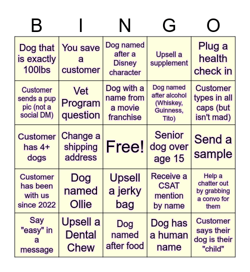 Chat Team Bingo Card