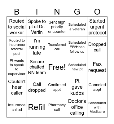 PRIMARY CARE Bingo Card