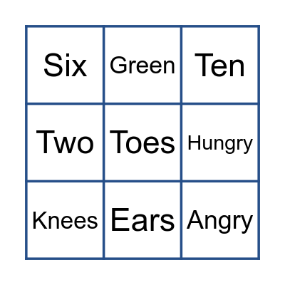 ENGLISH BINGO Card
