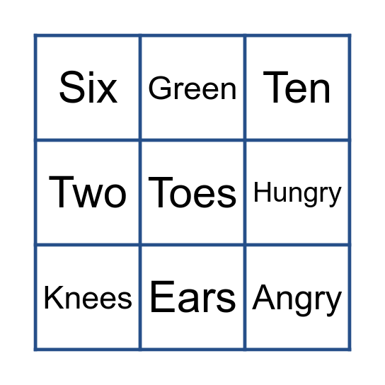 ENGLISH BINGO Card
