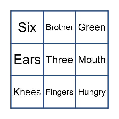 ENGLISH BINGO Card