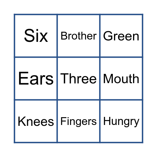 ENGLISH BINGO Card
