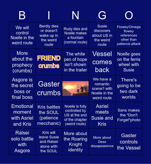 DELTARUNE Chapter 5 Bingo Card