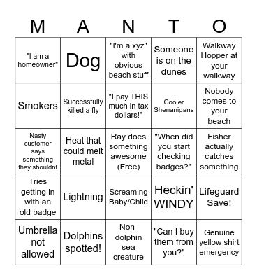 Mantoloking Beach Bingo Card