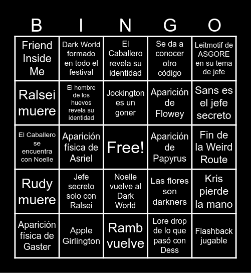 BINGO DE DESS XD Bingo Card