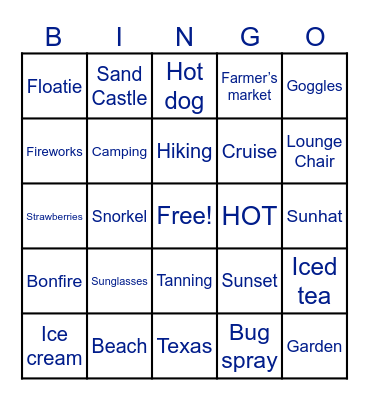 Summer Bingo Card
