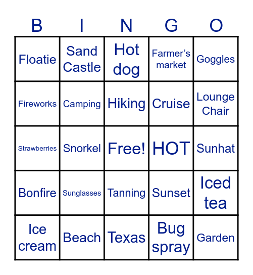 Summer Bingo Card