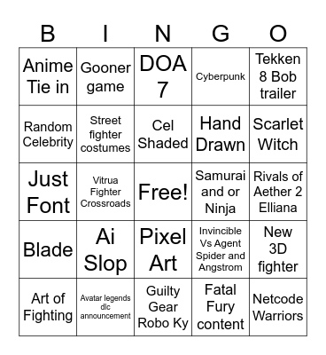 EVO Las Vegas 2026 Bingo Card