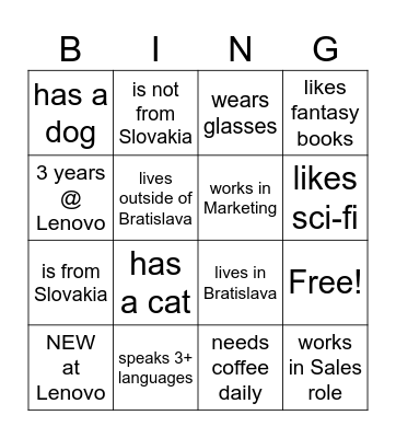 Colleague BINGO Card