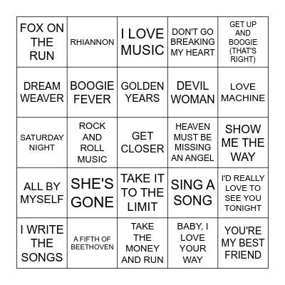 1976 Bingo Card